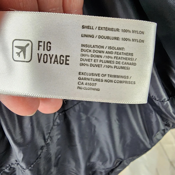 FIg Packable Duck Down Puffer Coat Jacket Outdoor Winter Black Size XL - Picture 3 of 14